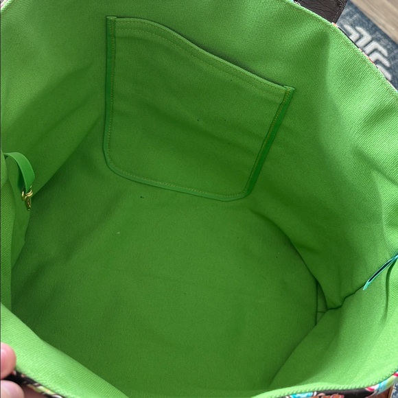 Colorful Paisley Tote Bag with Brown Handles - Picture 2 of 3